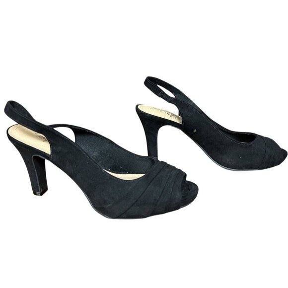 Dexflex Comfort Black Suede Slingback High Heel Shoes Size 7 - Picture 2 of 6